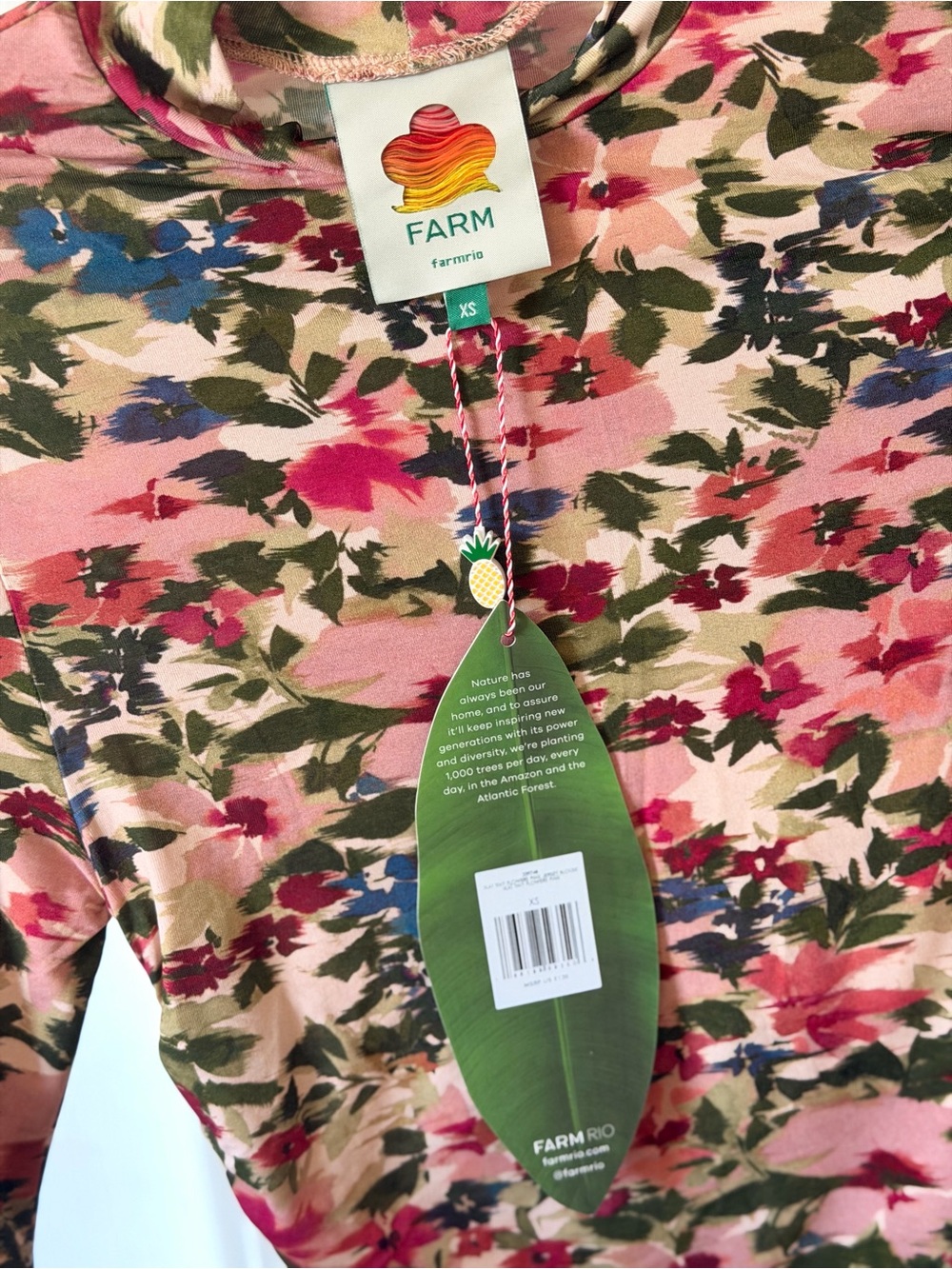 FARM Rio Pink and Green Floral Sheer Long-Sleeve Tee - Picture 3 of 8